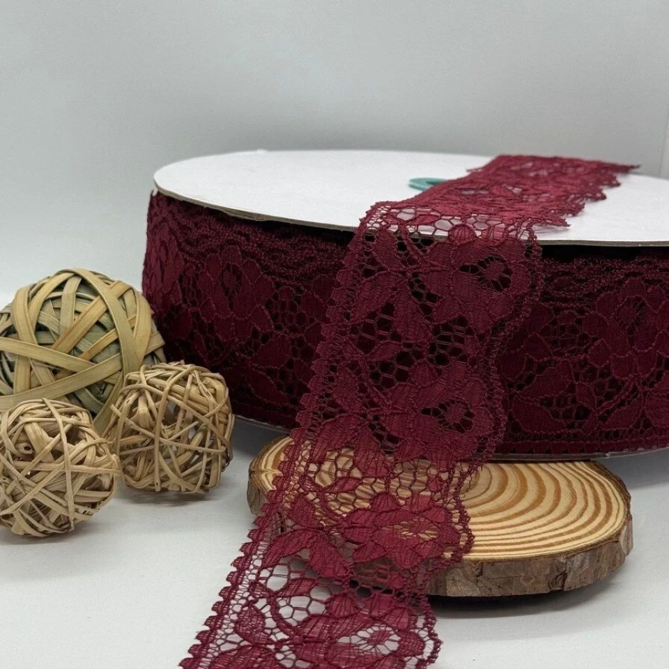 Мереживо поліестр кольорове 101 6 см (100 ярдів/91 м.), 11 бордовий