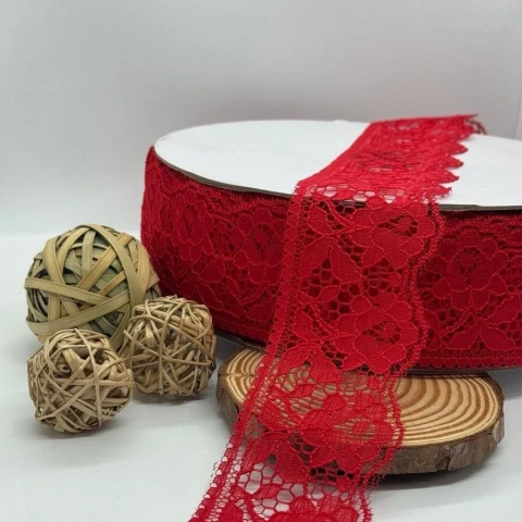 Мереживо поліестр кольорове 101 6 см (100 ярдів/91 м.), 32 червоний