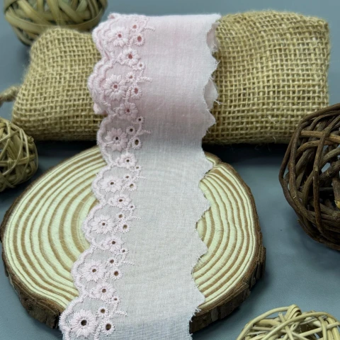 Мереживо прошва 100232 5,5 см.(160 ярдів/146,3 м.), рожевий