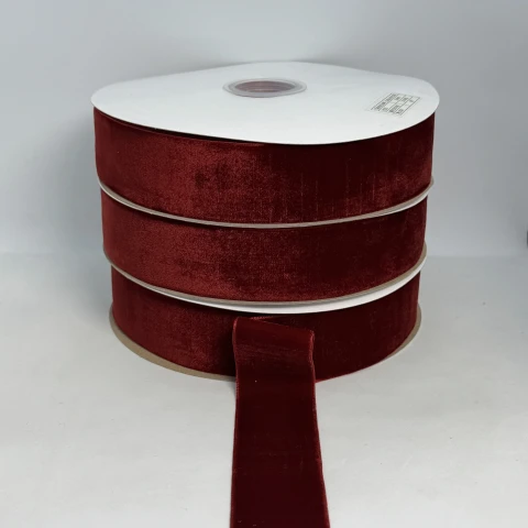 Стрічка оксамит 3.8 см (25 ярдів/22,75 м.), 43 бордовий