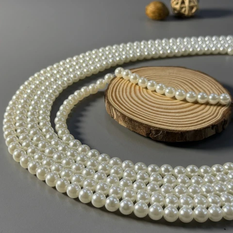 Перли на нитці 10 мм 1 кг, молочний