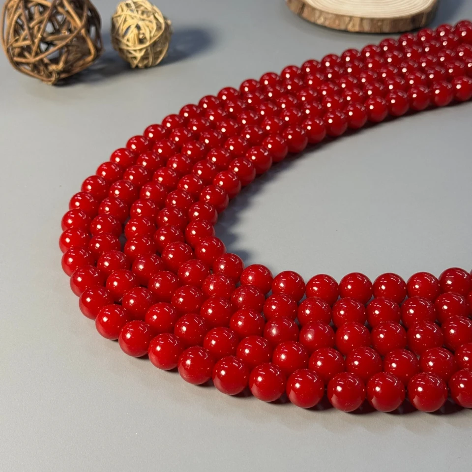 Перли на нитці 16 мм 1 кг, червоний