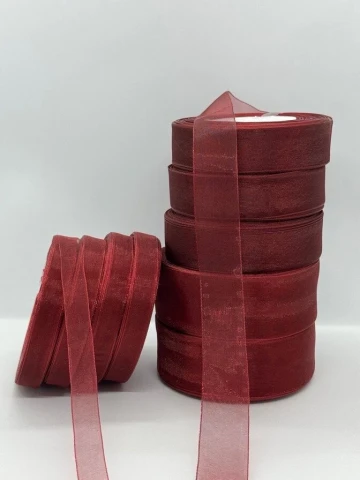 Стрічка органза 1,25 см (10*50 ярдів/45 м.), 1048 бордовий