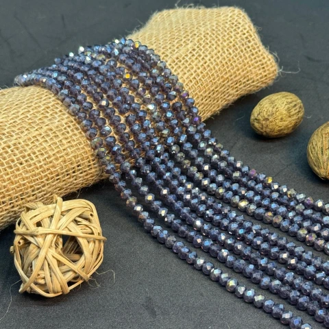 Хрусталь на нитці 6 мм (10*83 шт.), М138 чорно синій