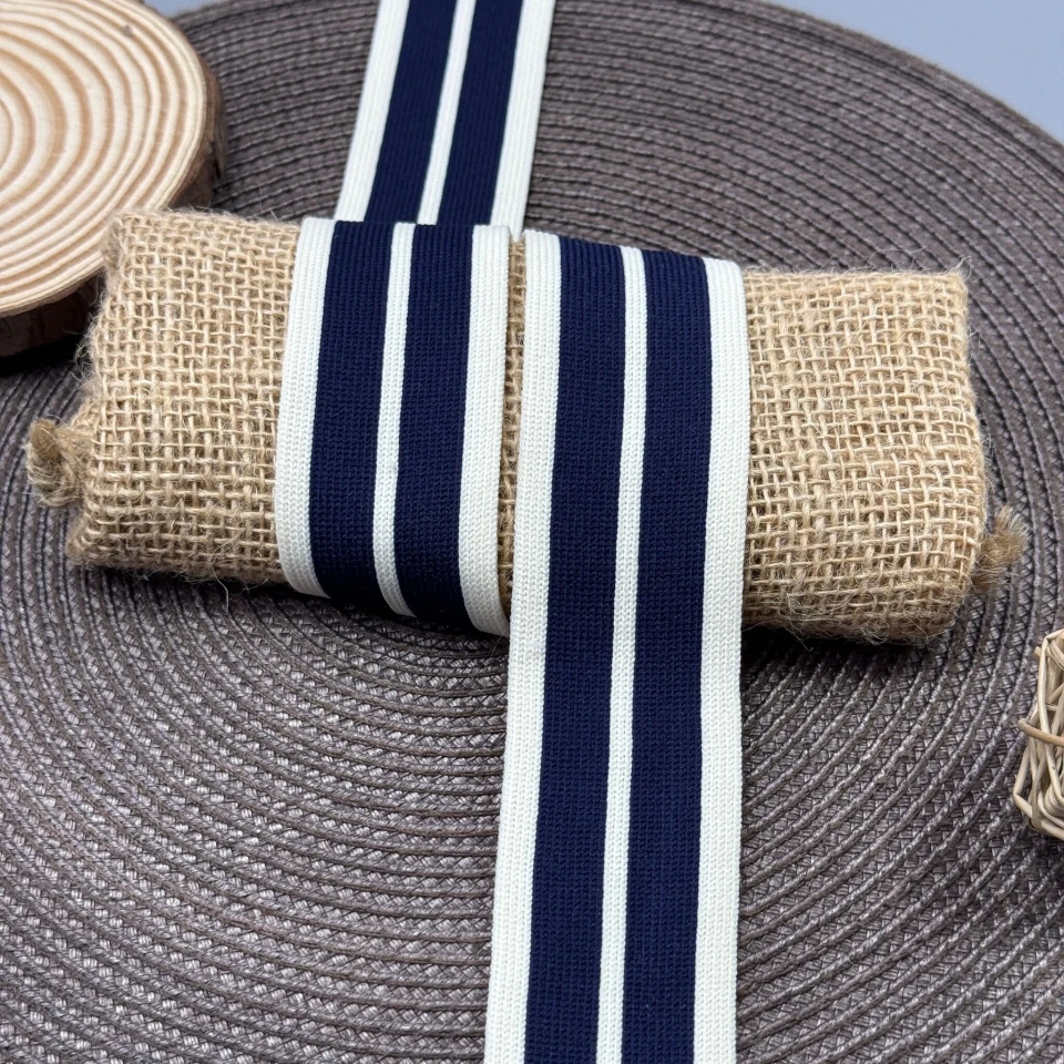 Лампас трикотажний 4 см (40 м), білий+синій