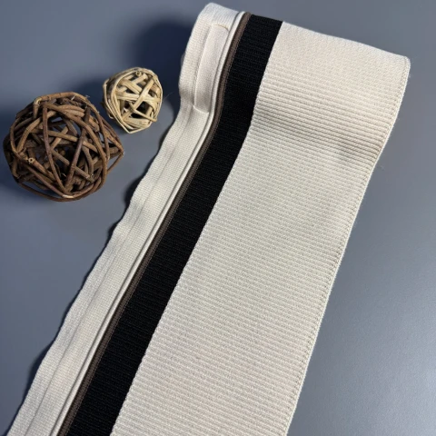 Пояс трикотажний довяз D#5 (13 см*90 см) , молочний+чорний