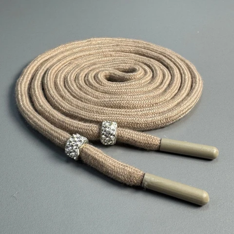 Шнурок в штани 2 бусіни (150 см), темно бежевий