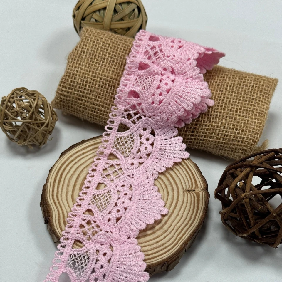 Мереживо поліестер 9049 6 см.(15 ярдів/13.5 м.), світло рожевий