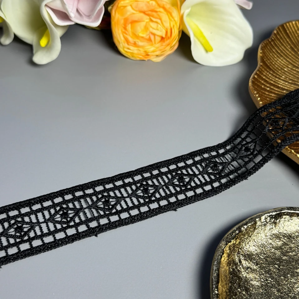 Кружево полиэстер ВВ102906 4 см.(30 ярдов/27.3 м.), чёрный