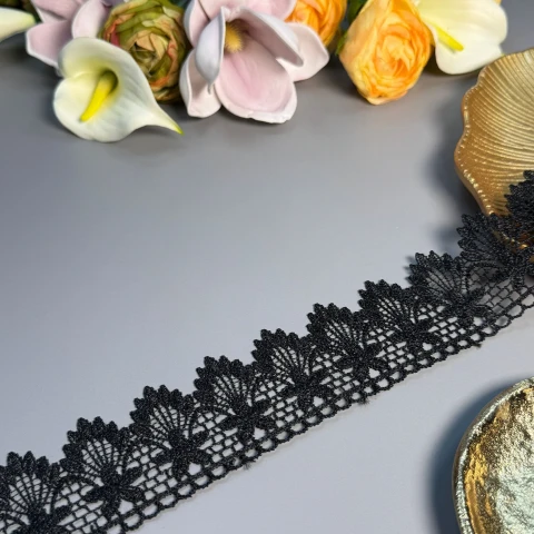 Мереживо поліестер ВВ104789а 5,5 см.(15 ярдів/13.5 м.), чорний