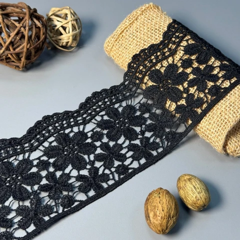 Мереживо поліестер 147 10 см.(19.8-20 метрів), чорний (20 метрів)