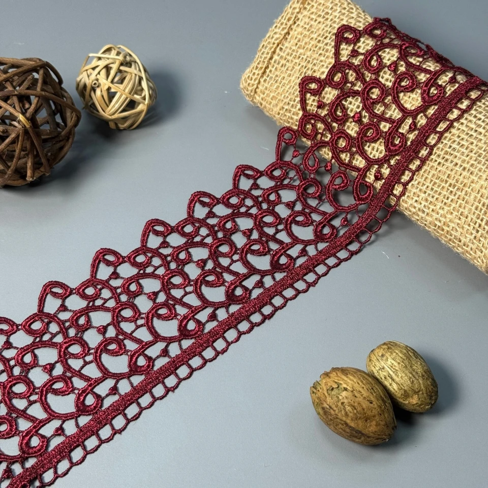 Кружево полиэстер 1928 см. (20 метров), бордовый (20 метров)