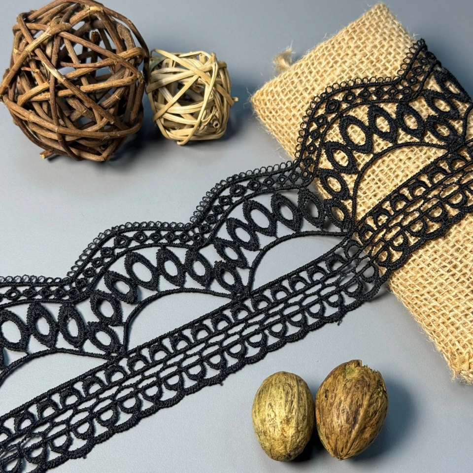 Кружево полиэстер 183 8 см.(18.5 метров), чёрный
