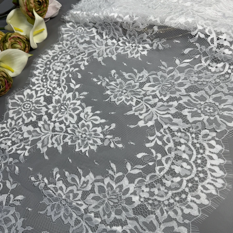 Мереживо французьке 60031 41 см. (10*3 м.), теплий білий