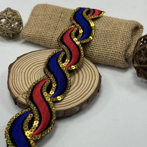 Тасьма клейова люрекс  8199 (4.8 м), темний синій+червоний