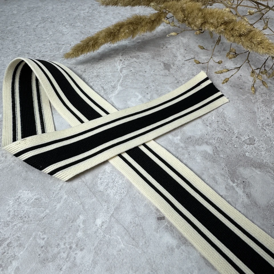 Лампас трикотажний Спорт 4 см (45 м), D:1 чорний