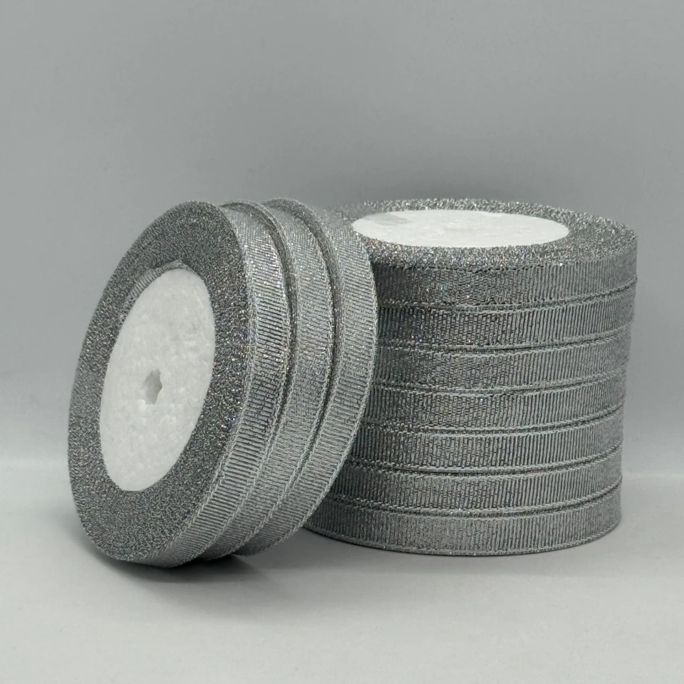 Тасьма парчева 1 см (10*25 ярдів/ 10*22,75 м.), срібло