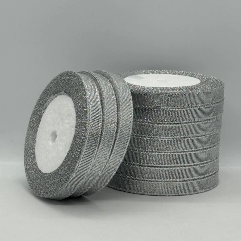 Тасьма парчева 1 см (10*25 ярдів/ 10*22,75 м.), срібло