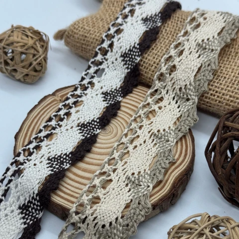 Мереживо макраме 5304 4 см (200 ярдів/182,8 м.), бежевий+молочний