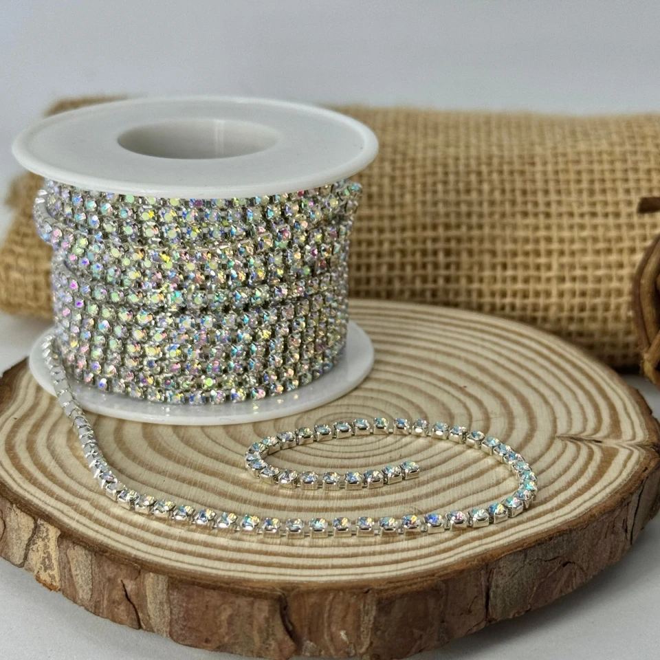 Цепі камні на бабінах ss 8 2.5 мм (10 ярдів), срібло АВ