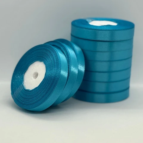 Лента атласная 1.2 см (10*36 ярдов), 20 синий бирюзовый