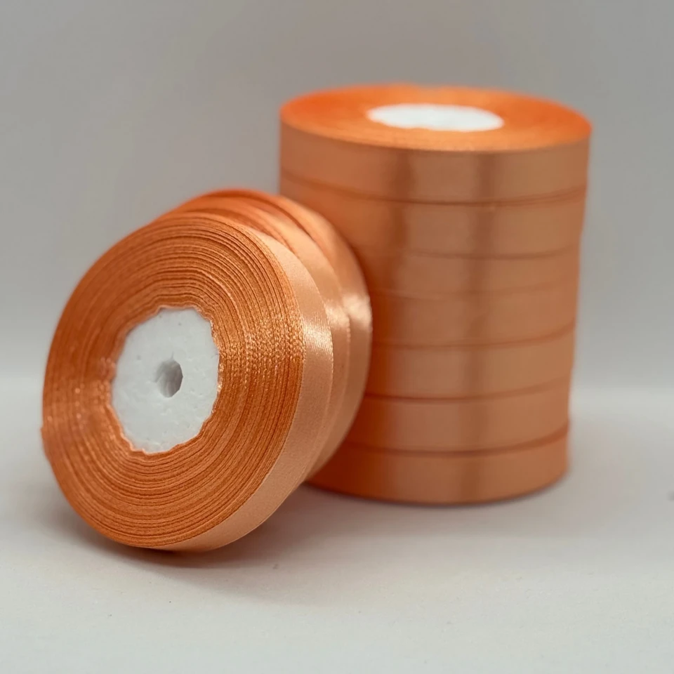 Стрічка атласна 1.2 см (10*36 ярдів), 124 темний персиковий