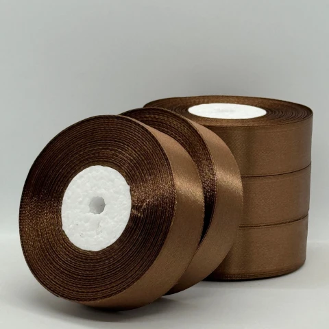 Стрічка атласна 2.5 см (5*36 ярдів), 30 коричневий