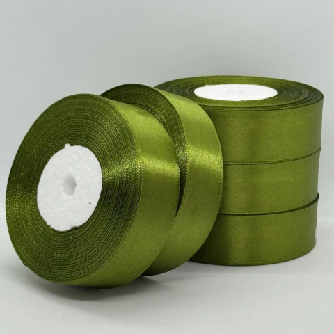 Стрічка атласна 2.5 см (5*36 ярдів), 61 зелений папороть