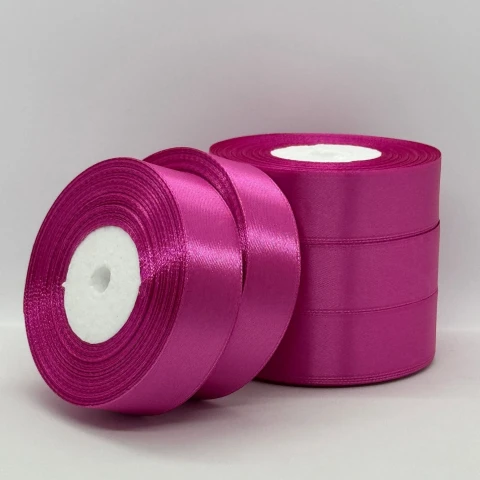 Стрічка атласна 2.5 см (5*36 ярдів), 95 фуксія