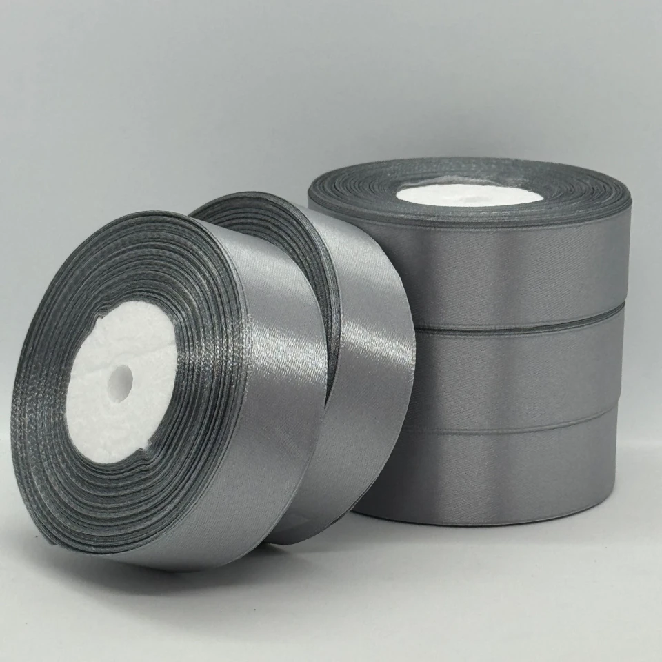 Стрічка атласна 2.5 см (5*36 ярдів), 180 темний сірий