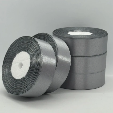 Стрічка атласна 2.5 см (5*36 ярдів), 180 темний сірий
