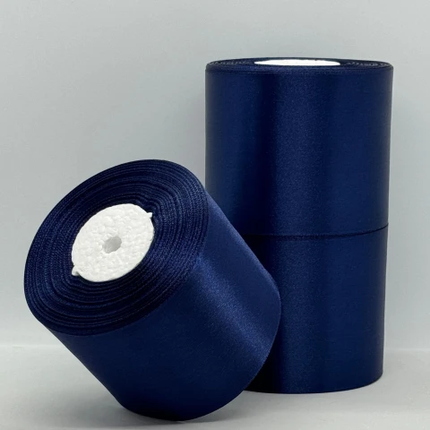 Стрічка атласна 7.5 см (3*36 ярдів), 120 синій шкільний