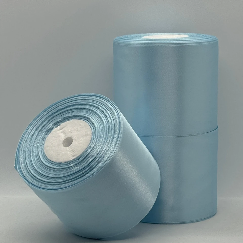 Стрічка атласна 7.5 см (3*36 ярдів), 104 світлий блакитний