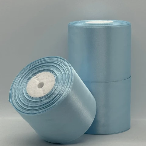 Стрічка атласна 7.5 см (3*36 ярдів), 104 світлий блакитний