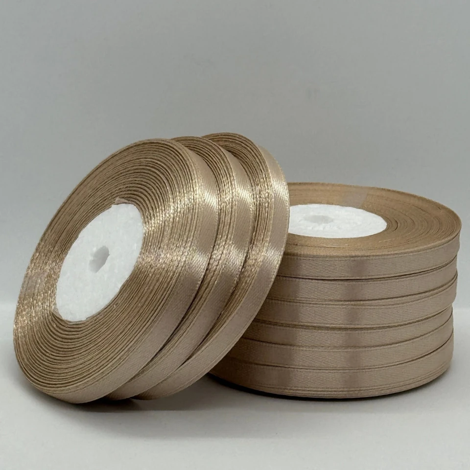 Стрічка атласна 0.6 см (10*36 ярдів), 173 темний бежевий