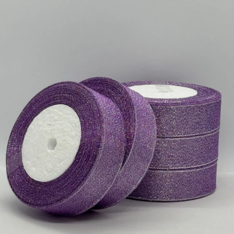 Тасьма парчева 2,5 см (5*25 ярдів/22,75 м.), 69 фіолетовий + срібло