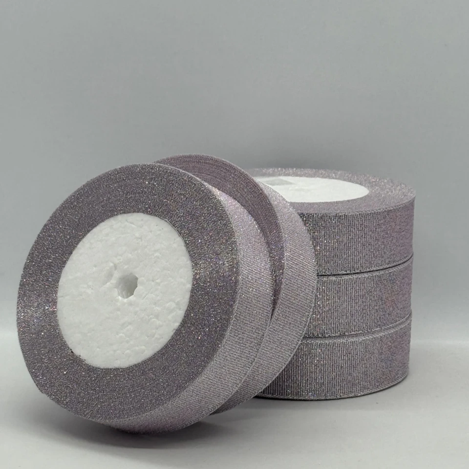 Тасьма парчева 2,5 см (5*25 ярдів/22,75 м.), 119 фіалковий + срібло