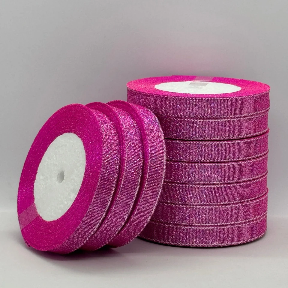 Тасьма парчева 1,2 см (10*25 ярдів/22,75 м.), 34 ліловий + срібло