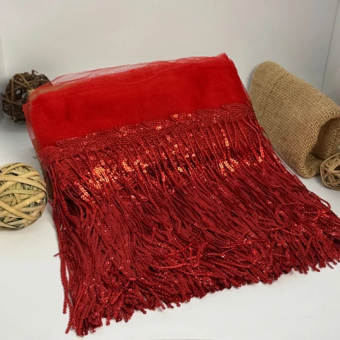 Бахрома танцювальна з паєткою 20 см (10 ярдів/9,14 м.), 9 червоний