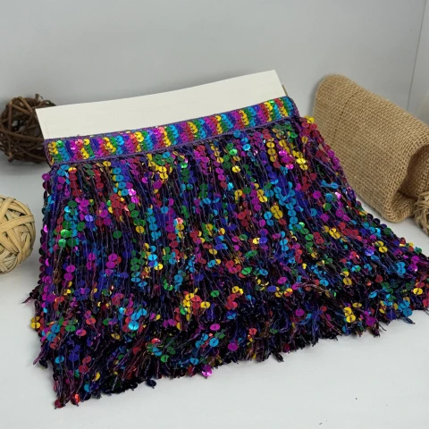 Бахрома танцювальна з паєтками 16 см (10 ярдів/9,14 м.), 12 кольоровий фіолетовий