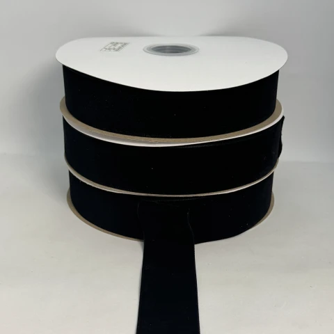 Стрічка оксамит 3.8 см (25 ярдів/22,75 м.), 03 чорний