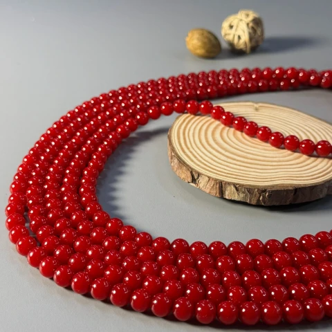 Перли на нитці 10 мм 1 кг, червоний