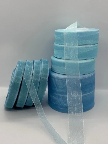 Стрічка органза 1,25 см (10*50 ярдів/45 м.), 1093 блакитний