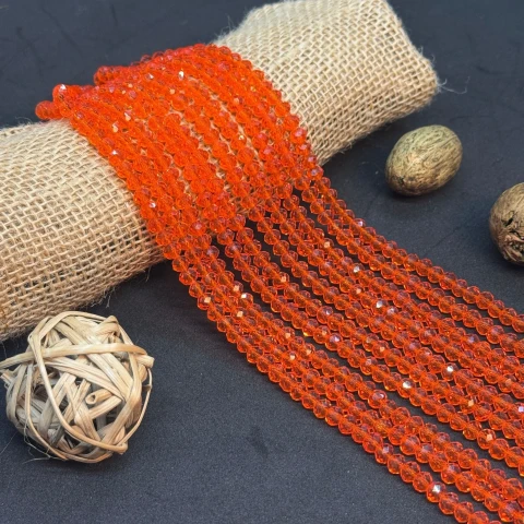 Хрусталь на нитці 6 мм (10*83 шт.), М012 світло помаранчевий