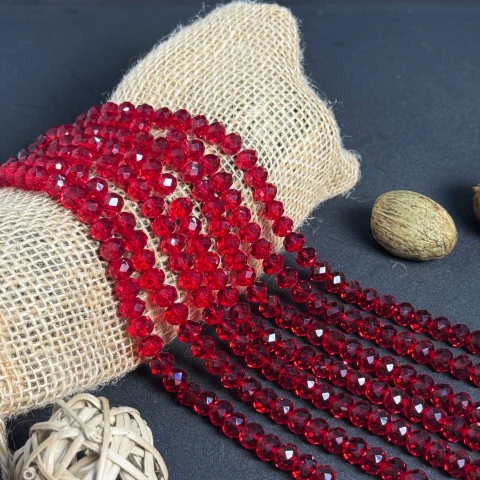 Хрусталь на нитці 8 мм (10*63 шт.), М015 світлий червоний