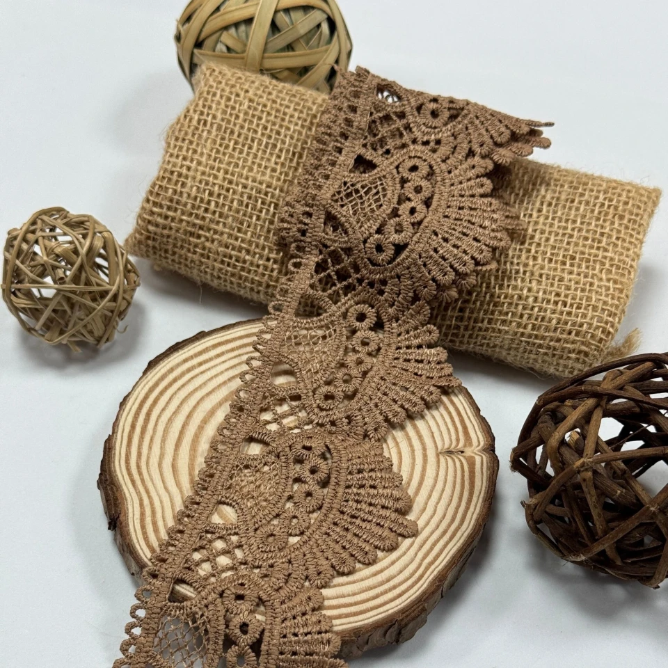 Кружево полиэстер 9049 6 см.(15 ярдов/13.5 м.), коричневый