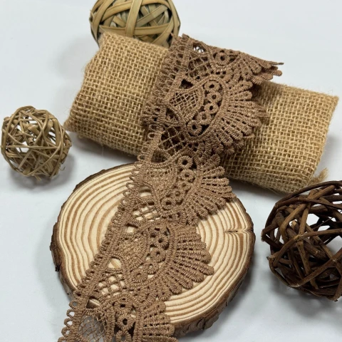 Мереживо поліестер 9049 6 см.(15 ярдів/13.5 м.), коричневий