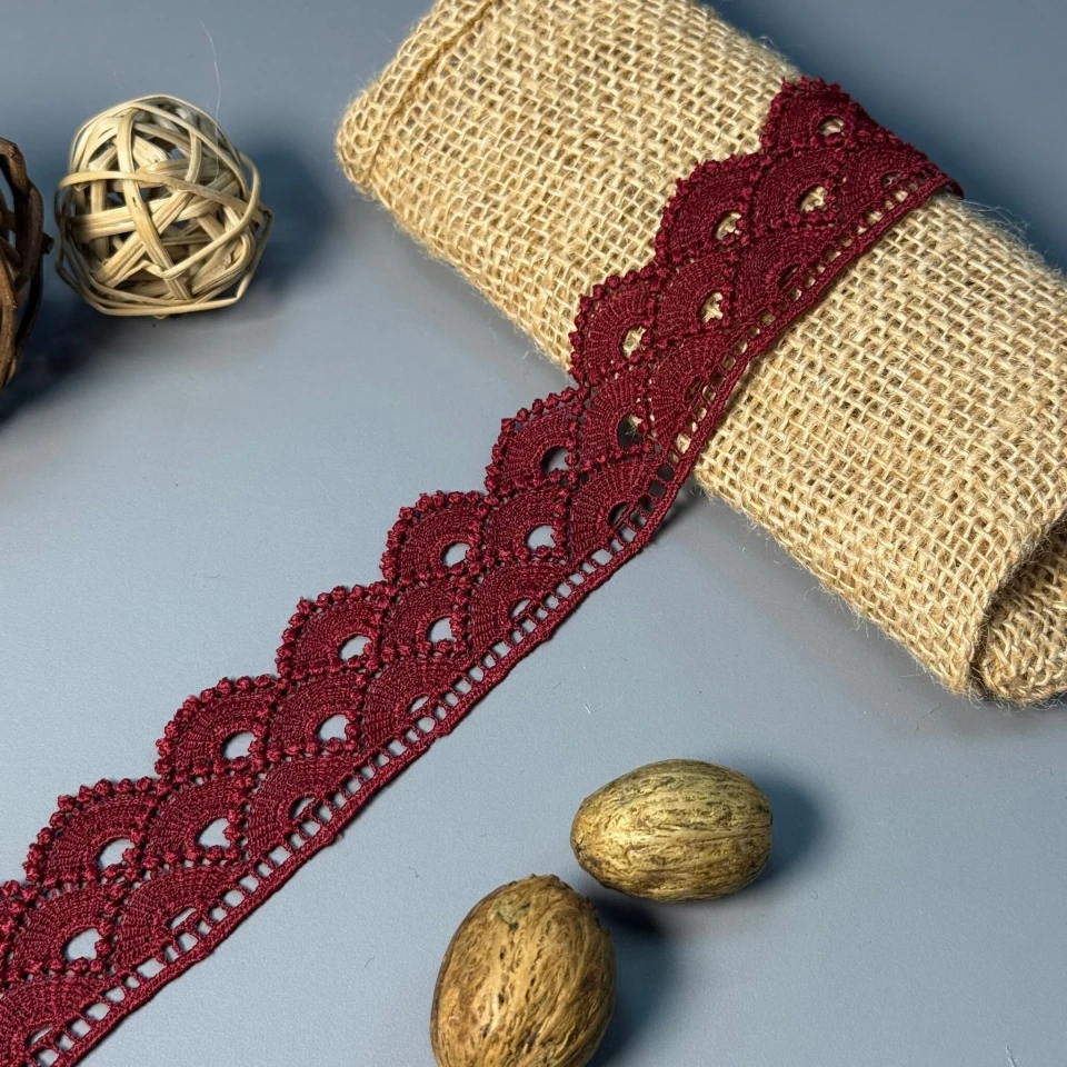 Кружево полиэстер 2 4 см.(19.7 метров), бордовый (19.7 метров)
