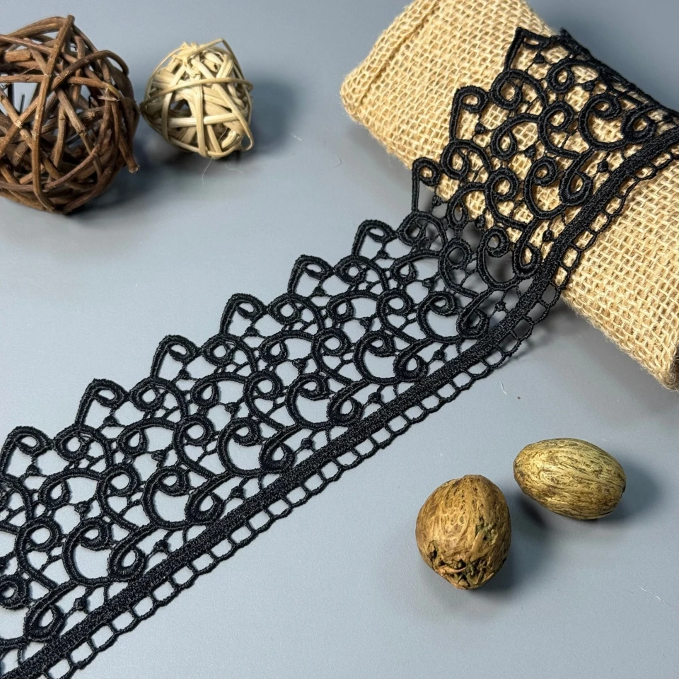 Мереживо поліестер 192 8 см.(20 метрів), чорний (20 метрів)