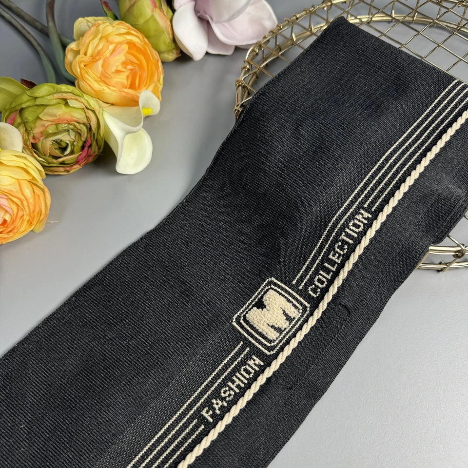 Пояс трикотажний довяз "М" FASHION COLLECTION (13 см*90 см), чорний+бежевий